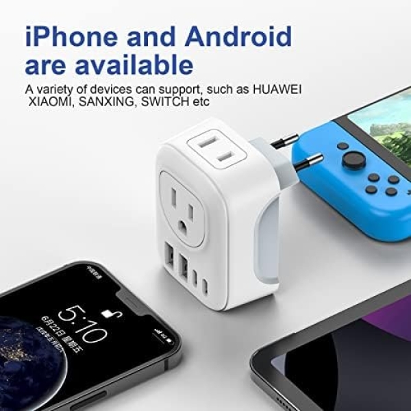 International Travel Adapter, Europe Travel Adapter with USB, Universal Travel - Image 5