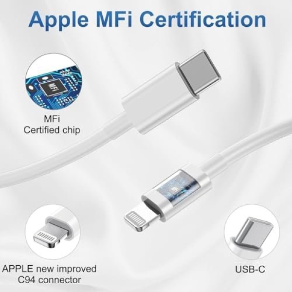iPhone Charger fast charging [APPLE MFi Certified] 2 pack Apple Type C Wall - Image 7