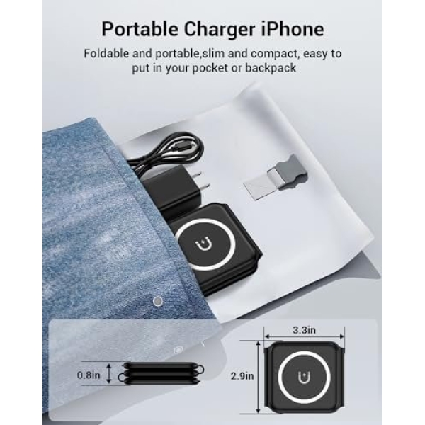 Wireless Charger, Magnetic Foldable 3 in 1 Mag-Safe Charger, Fast Travel - Image 7