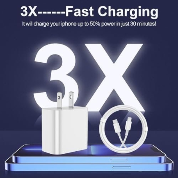 iPhone Charger fast charging [APPLE MFi Certified] 2 pack Apple Type C Wall - Image 2
