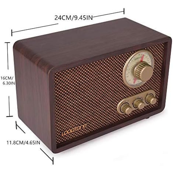 LoopTone FM AM Radio Retro Wood Radio with Bluetooth Play Mp3 - Image 5