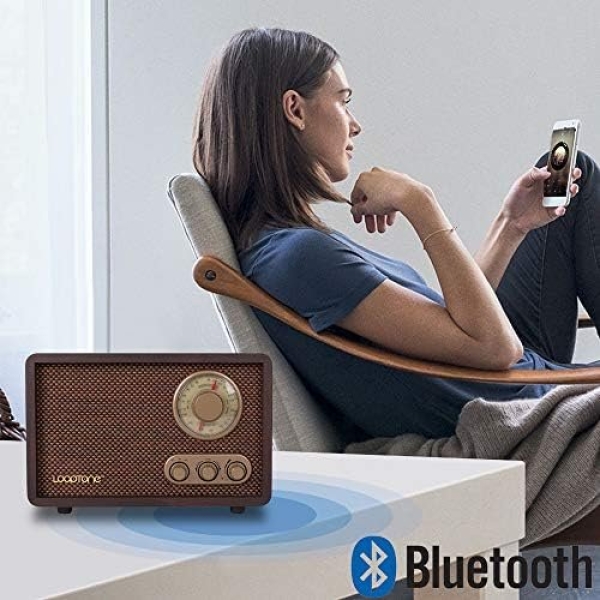 LoopTone FM AM Radio Retro Wood Radio with Bluetooth Play Mp3 - Image 2