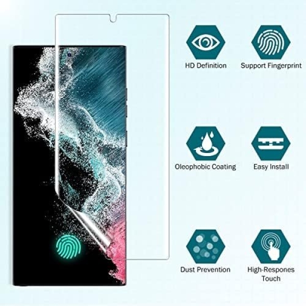 EGV [3 Pack] Screen Protector for Samsung Galaxy S22 Ultra 5G, 3D Curved Full - Image 8